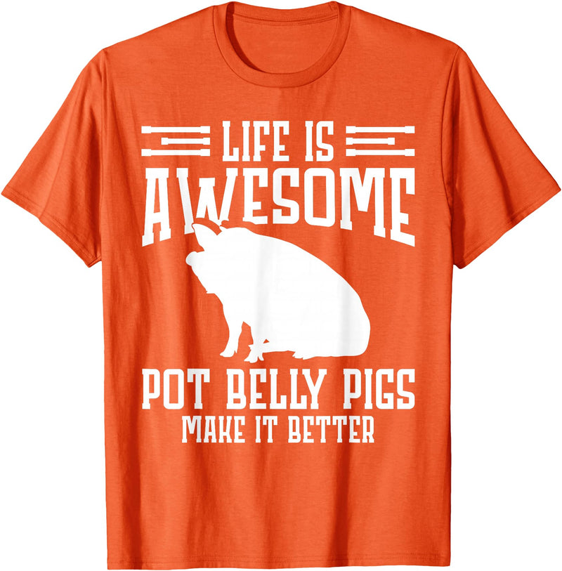 Pot Belly Pig Clothing & Pig Stuffed Animal Pot Belly Pig Enrichment Toys Pig Food Pot Belly Pig Lover T-Shirt - Orange
