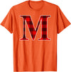 Buffalo Plaid Forever Buffalo Plaid Monogram Letter M Matching Holiday T-Shirt - Orange