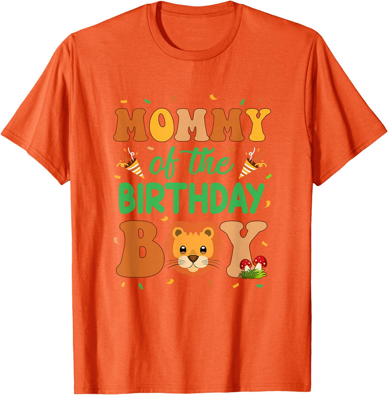 Mom Birthday Boy Family Matching Lion Mommy Of The Birthday Boy Lion Family Party Decorations T-Shirt - Orange