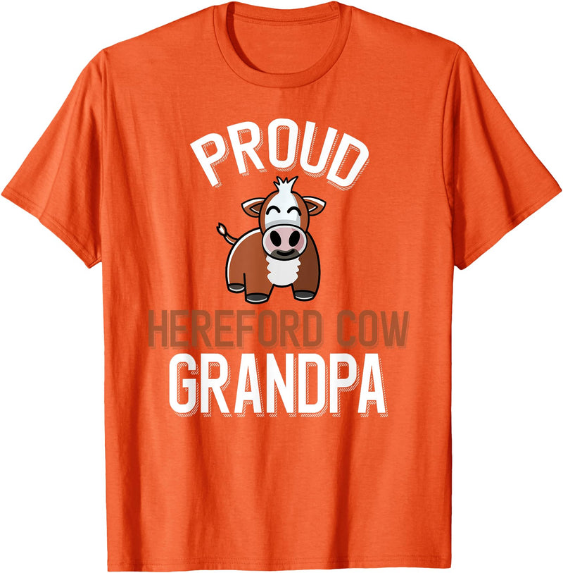 Cute Hereford Cow Family Apparel Proud Hereford Cow Grandpa T-Shirt - Orange