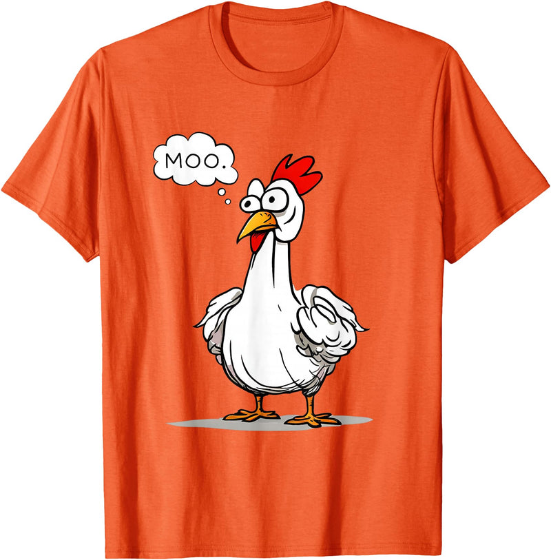 funny farm animal chicken cow fans apparel MOO moo chicken shirt funny silly chick says moo cow sound T-Shirt - Orange