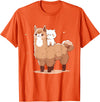 Funny Llama Alpaca Animal Lover Gifts Clothing Llama Alpaca Cat T-Shirt - Orange