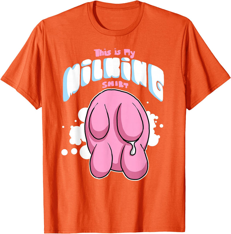 Eliaac Funny Dairy Farmers Milking Cows Womens This is My Milking Top Dairy Farming Cows Udders T-Shirt - Orange