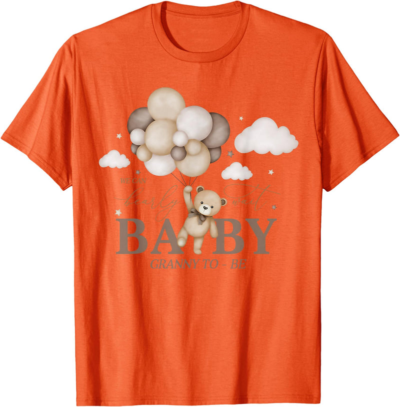 Cute Bearly Wait Baby Shower Bear Matching Family Granny We Can Bearly Wait Baby Shower Bear Family Matching T-Shirt - Orange