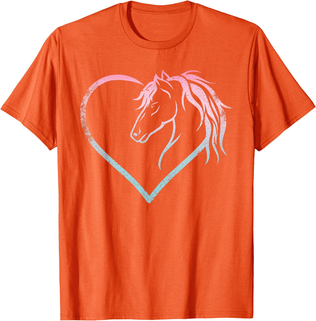 Horse Girl Designs Women I Love My Horses Riding Heart With Horse Head For Horseback Riding Horse T-Shirt - Orange