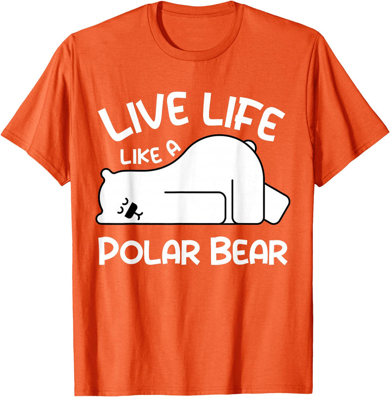 Kids Polar Bear Design Kids Polar Bear Stuff | Live Life Like a Polar Bear T-Shirt - Orange