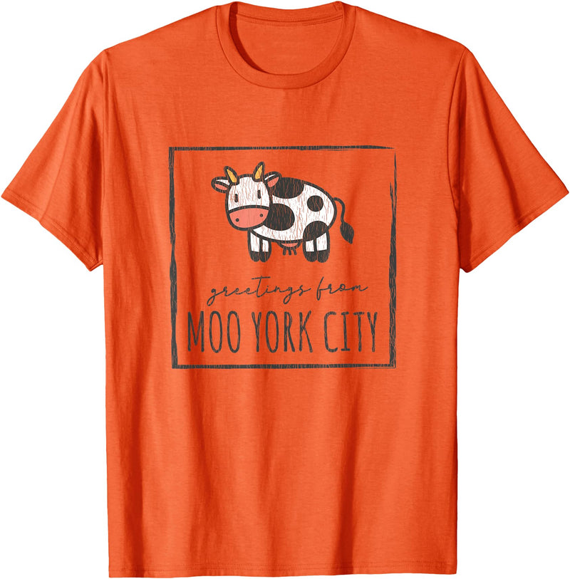 Grüße aus Moo York City - Lustiges Kuhmotiv Greetings from Moo York City - Funny Cow Motif with Saying T-Shirt - Orange