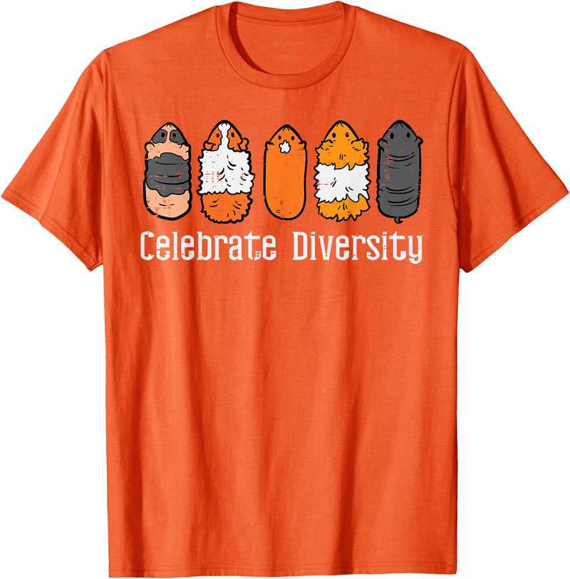 Guinea Pig Shirts For Men Women Kids Gift Guinea Pig Breeds Celebrate Diversity Cavy Men Women Kids T-Shirt - Orange