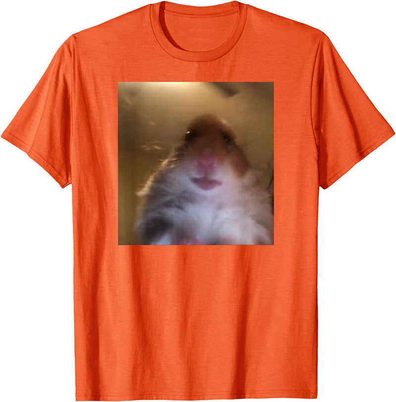 Hamster stares into the front camera I Internet Hamster Meme T-Shirt - Orange