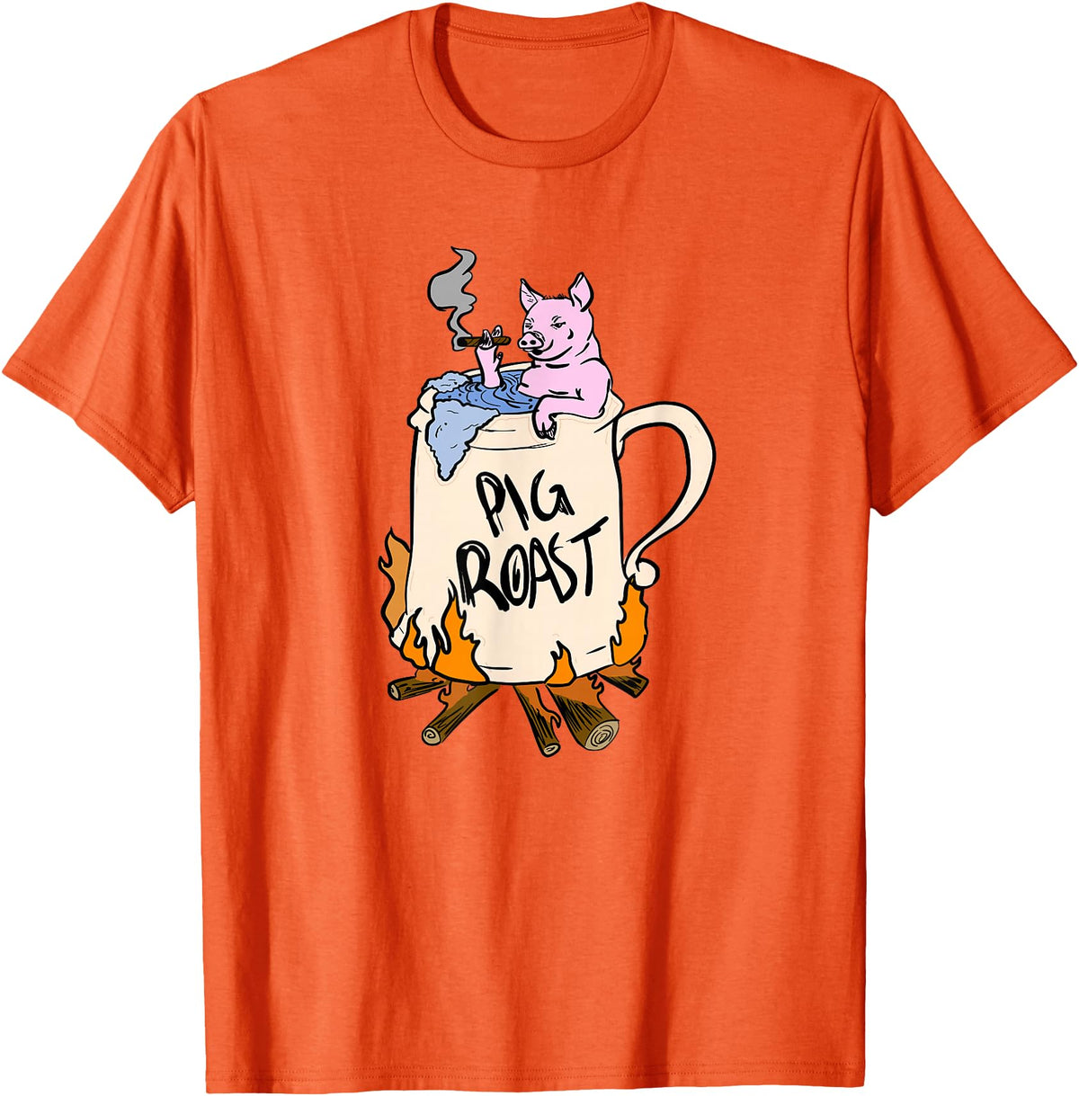 Funny animal pig roast party clothing and apparel Funny Pig Spit Roast BBQ Party Grill Master Gift T-Shirt - Orange