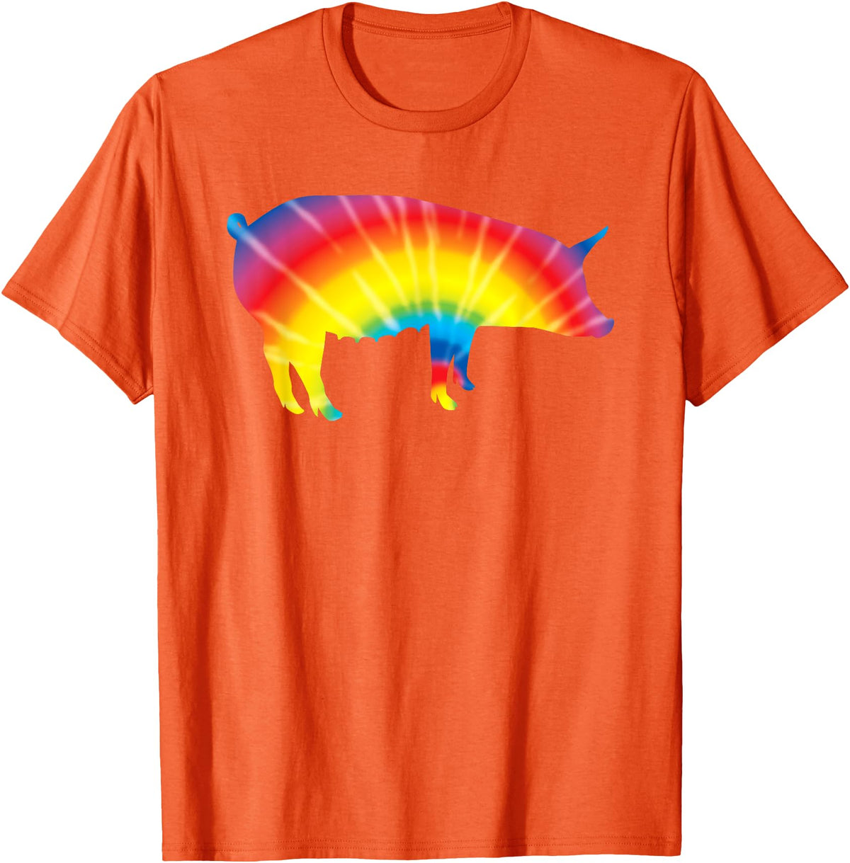 Cool Domestic Pig Lover Funny Warthog Gift Designs Tie Dye Pig Rainbow Print Boar Pork Swine Hippie Peace Gift T-Shirt - Orange
