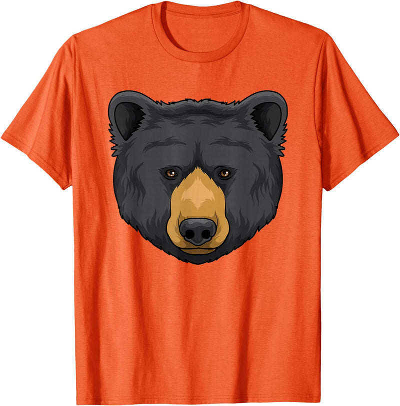 Wowsome! Black Bear Animal Head - Cute Black Bear Lover Women Men T-Shirt - Orange
