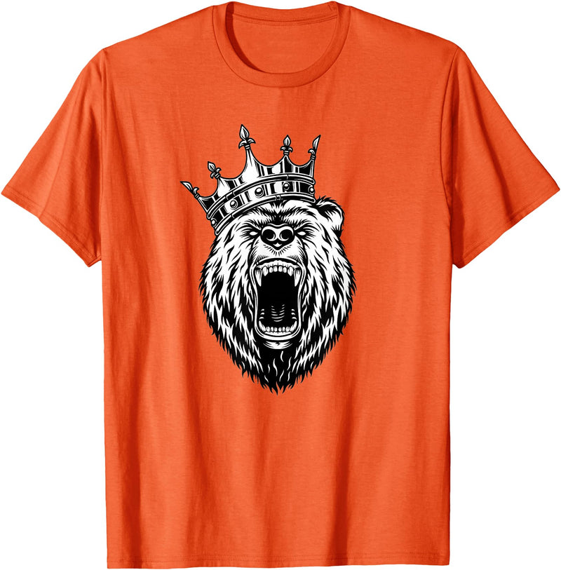 Bear Head - Angry Bear - Bear with a Crown - King of Bears T-Shirt - Orange