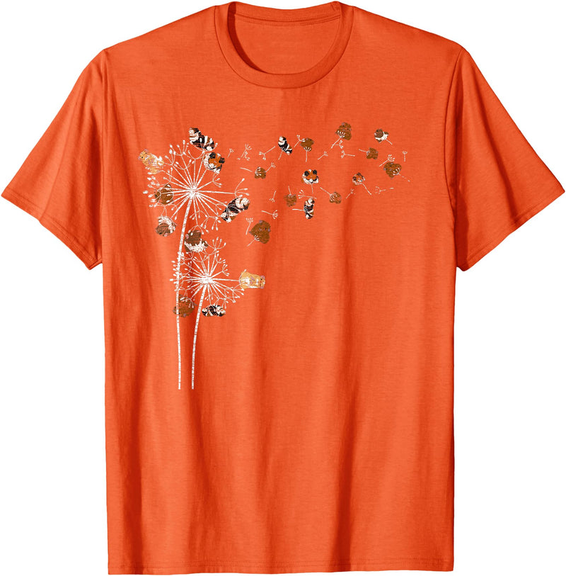 Guinea Pig Lover Animal Pet Gift Animal Lovers Rodent Dandelion Guinea Pig T-Shirt - Orange