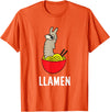 Funny Llama And Alpaca Gifts Funny Llama LLamen Noodles Chinese Food Llama T-Shirt - Orange