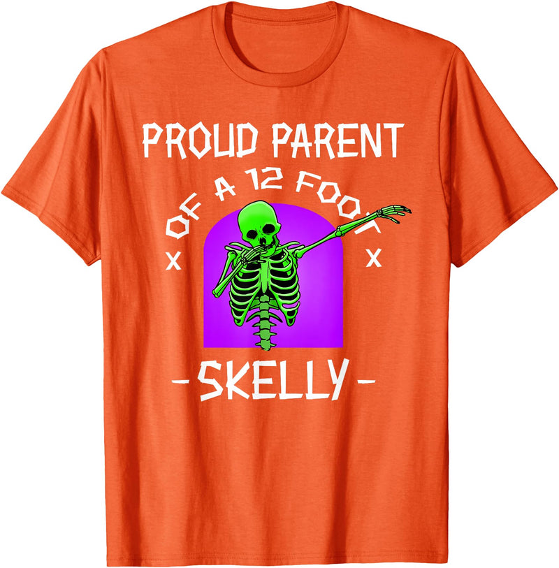 Halloween Clothing & Costumes Proud Parent of A 12 Foot Skelly - Halloween Skeleton T-Shirt - Orange