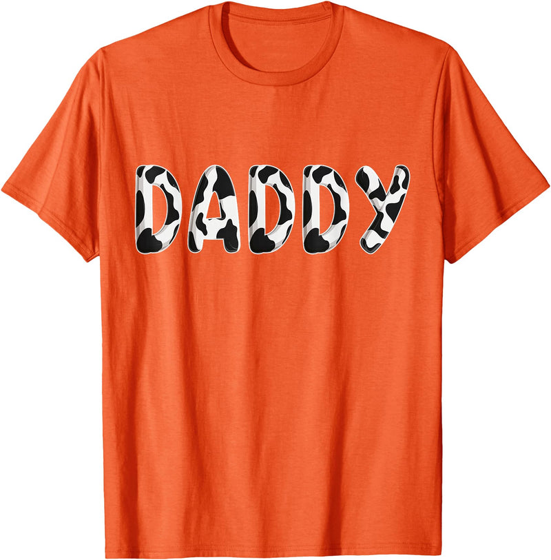 Cow Pattern Print Family Matching Birthday Shirts Cow Daddy Birthday Family Matching Fathers Day Boy Girl Men T-Shirt -