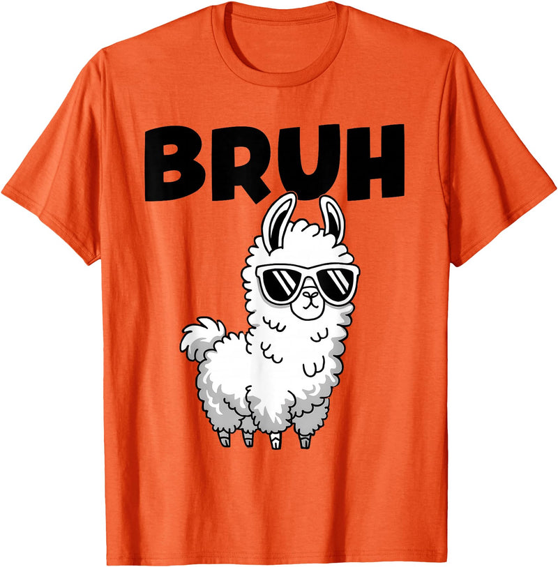 Bruh Llama Sunglasses by LazyPanda Bruh Llama Funny Alpaca Llama Boys Kids Girls Trendy Graphic T-Shirt - Orange