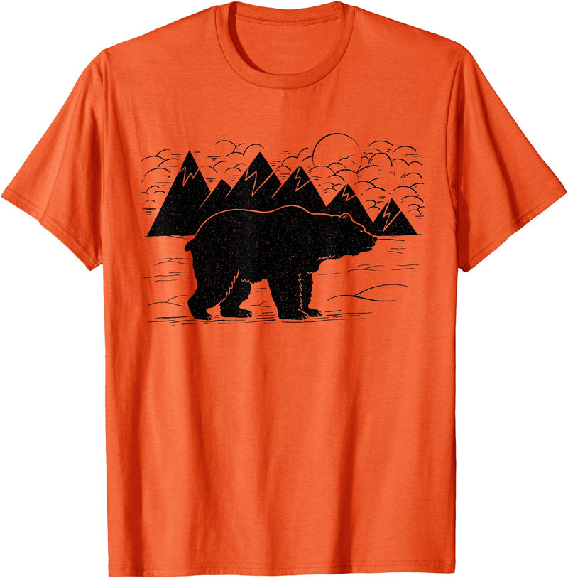 Black Bear Wildlife Animal Wilderness Graphic T-Shirt - Orange