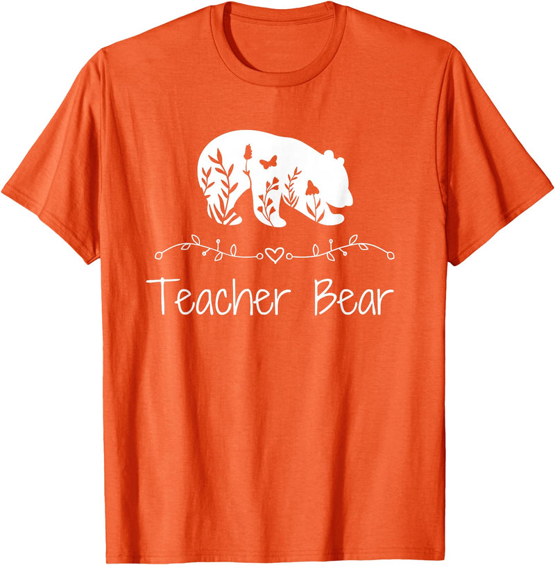 Teacher Bear Funny Teachers back to school Gifts Teacher Bear For Educators - Teacher Appreciation T-Shirt - Orange