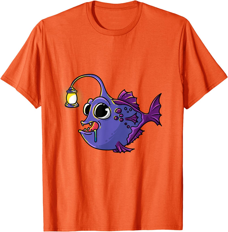 Anglerfish Anglers Fishing Gifts Ideas & Aquarists Deep Sea Anglerfish Laternfish Angler Fish Sea Monster T-Shirt - Orange