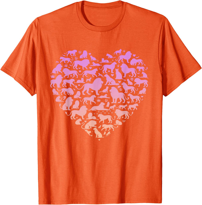 Girls Lion Design Silhouette Lions Design for Lion Lover | Girls Lion T-Shirt - Orange