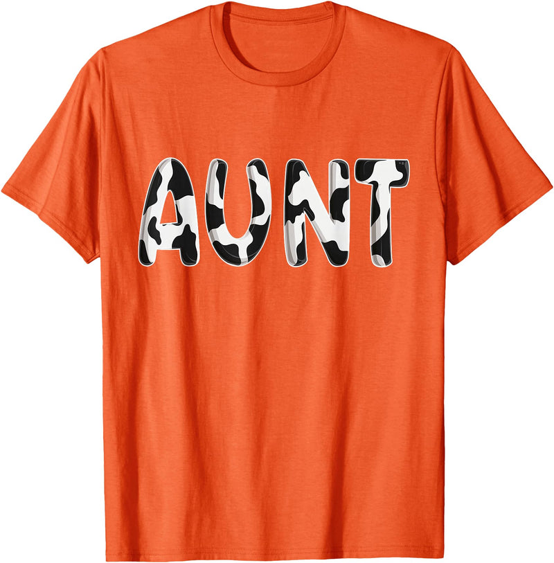 Cow Pattern Print Family Matching Birthday Shirts Cow Aunt Birthday Family Matching Mothers Day Boy Girl Farm T-Shirt -
