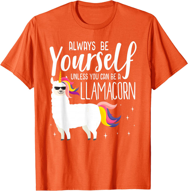 Llamacorn Clothing Always be a Llamacorn T Shirt | Fantasy Magic Llama Unicorn T-Shirt - Orange