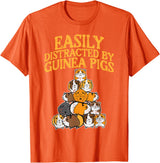 Guinea Pig Shirts For Men Women Kids Gift Easily Distracted by Guinea Pigs Funny Cavy Men Women Kids T-Shirt - Orange