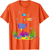 Cute Cartoon Sealife Art Hawaiian Triggerfish Coral Funny Tropical Fish Cartoon Art T-Shirt - Orange