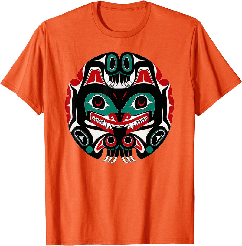 Tribal America Alaska Native American Art Tlingit Eagle Tribal Bear Clan T-Shirt - Orange