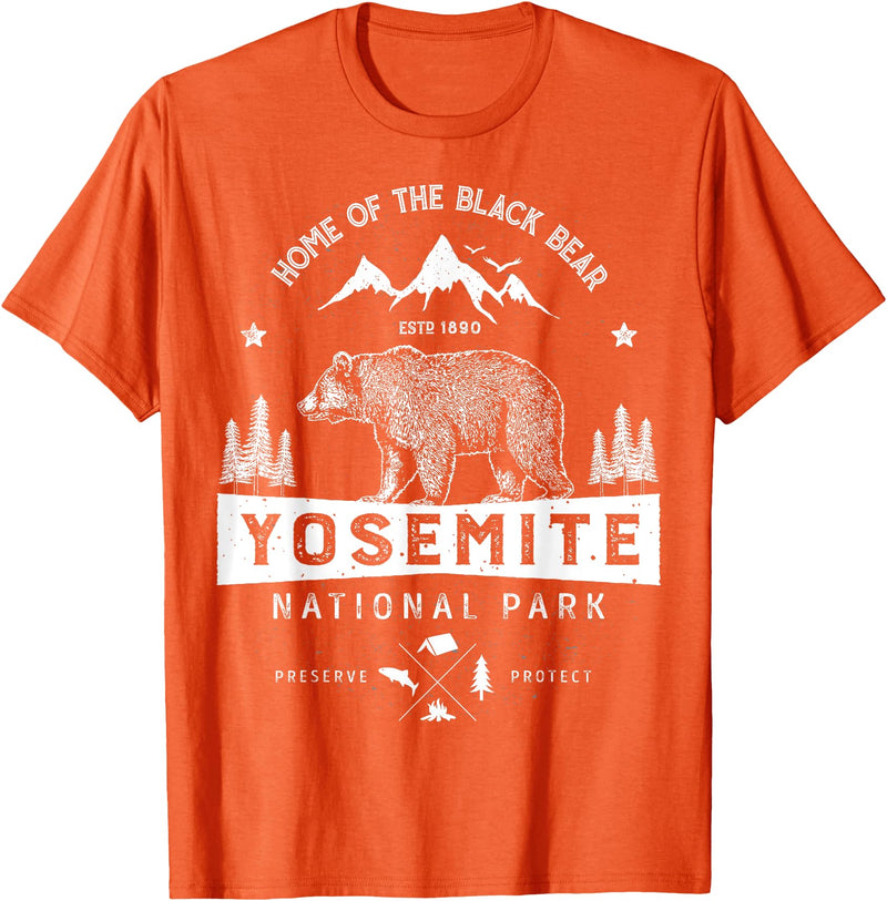 Lique National Park Yosemite National Park T shirt California Bear Vintage Gifts T-Shirt - Orange