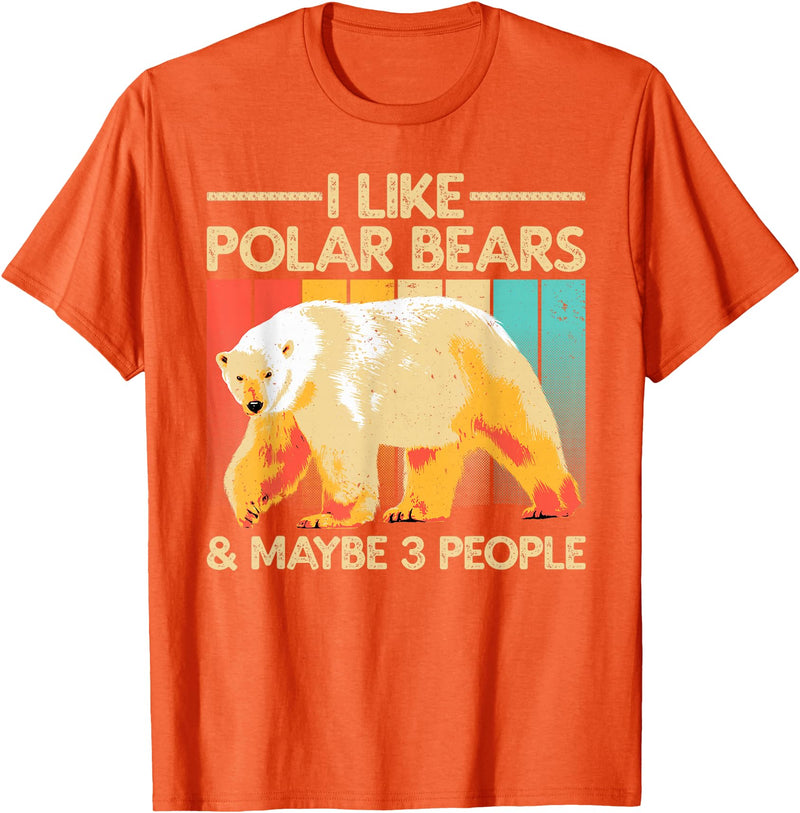 Polar Bear Gift Polar Bear Accessories & Stuff Cute Polar Bear Design For Men Women Kids Polar Bear Lover T-Shirt - Orange