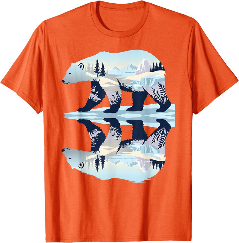 Polar Wildlife Fan Lover Nature Polar Bear Arctic Wildlife Nature Lover Animal Art Kids T-Shirt - Orange