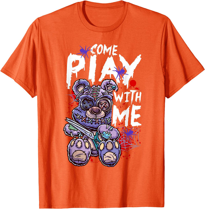 Halloween Gifts & Halloween Shirts by NLTS Scary Killer Teddy Bear Pastel Goth Style Creepy Kawaii T-Shirt - Orange