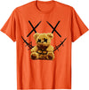 Rainbow Teddy bear with Barbed-wire-Face T-Shirt Cute Big Rainbow Teddy bear with Barbed-wire-Face smile T-Shirt - Orange