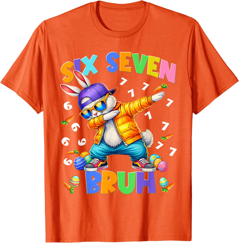 Bruh Happy Easter Bunny Dabbing Rabbit Men Boy Kid T-Shirt in Orange