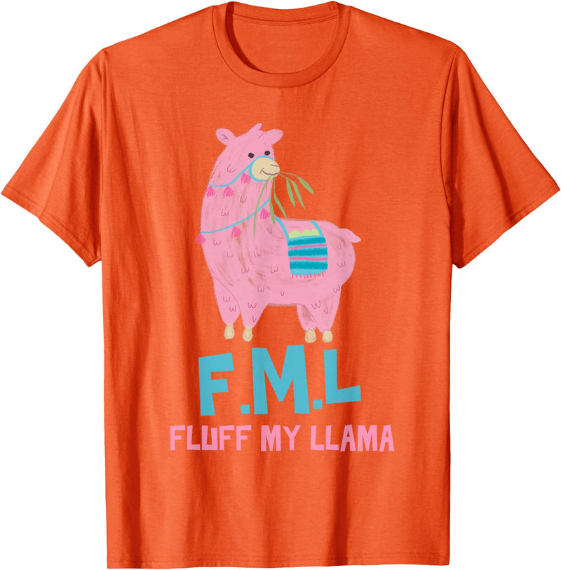 BlueTonic Animals FML Fluff My Llama Cute Animal T-Shirt - Orange