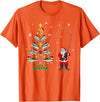 Fishermans Christmas Pajama Gift Tree Lights Merry Fishmas T-Shirt - Orange