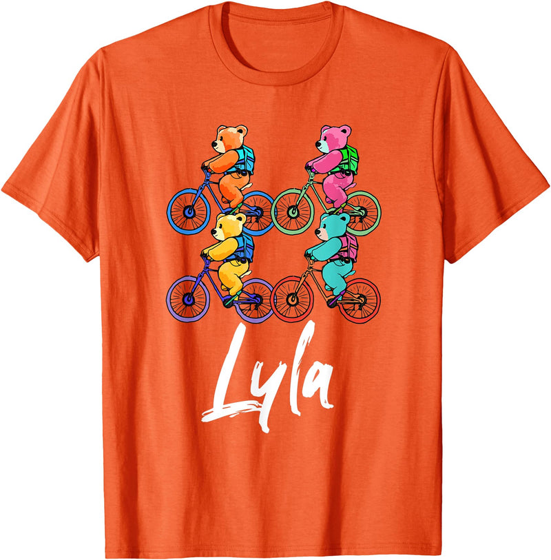 Teddy Bears Cuteness Gear Lyla Cute Teddy Bears And Bikes Bicycle Design T-Shirt - Orange