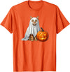 Cute & Funny Spooky Cat and Pumpkin Halloween Orange Cat Ghost and Jack-O-Lantern Halloween T-Shirt - Orange