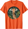 Nature Wildlife Giraffe Safari Jungle Giraffe With Tropical Jungle Leaves T-Shirt - Orange