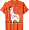 Christmas Llama Santa Hat Ugly Xmas Tee Christmas Llama Santa Hat Ugly Xmas Tree Alpaca Gift T-Shirt - Orange