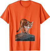 Mountain Lion Prowling and almost about to attack Mountain Lion on The Hunt and About to Pounce T-Shirt - Orange