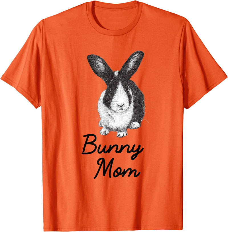 Dutch Bunny Rabbit Mom Drawing T-Shirt in Orange