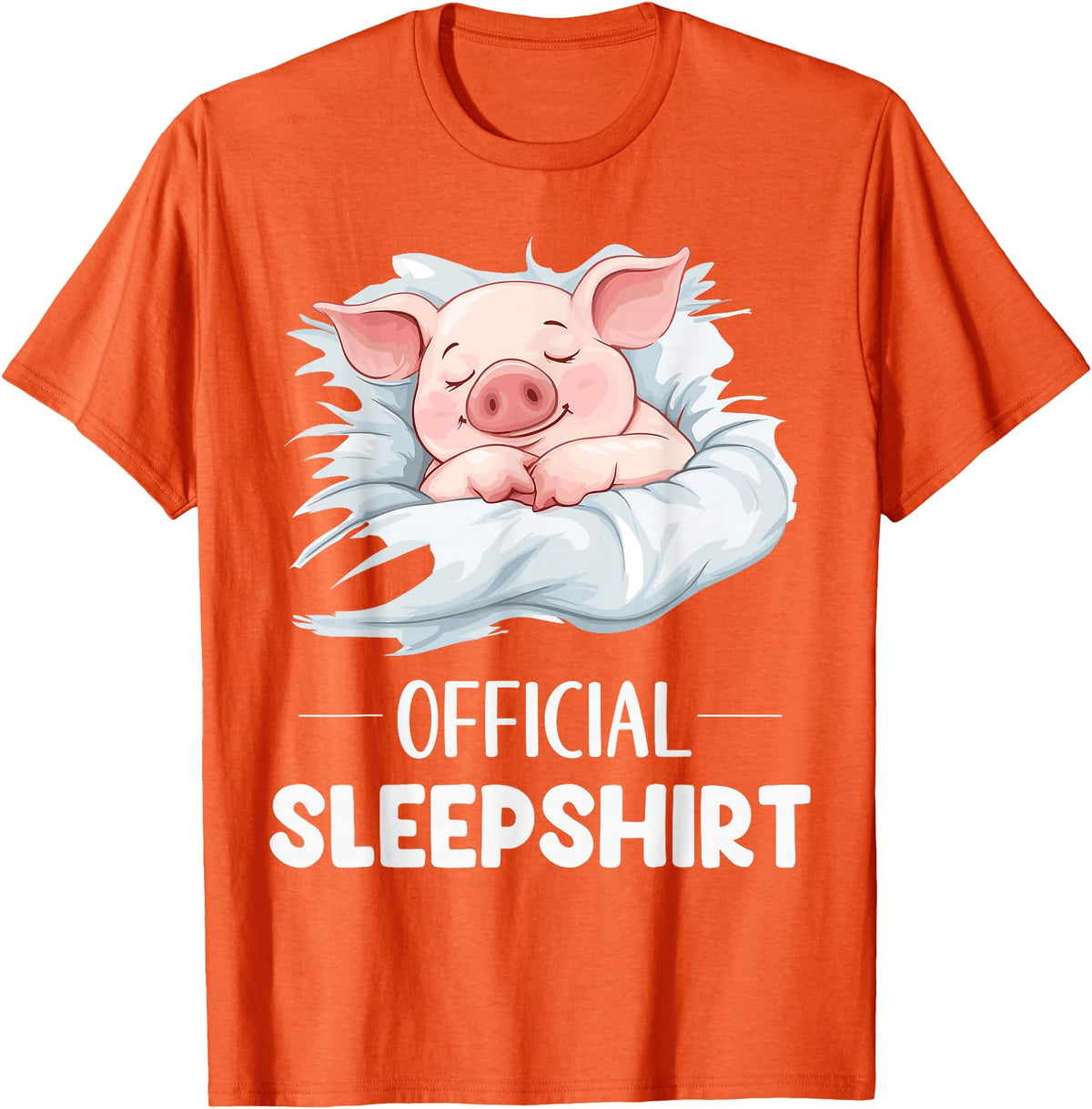 Cute Sleeping Pig Nightgown Sleepwear Pajama Official Sleepshirt Cute Sleeping Pig Animal Lovers Pajama T-Shirt - Orange