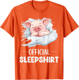 Cute Sleeping Pig Nightgown Sleepwear Pajama Official Sleepshirt Cute Sleeping Pig Animal Lovers Pajama T-Shirt - Orange