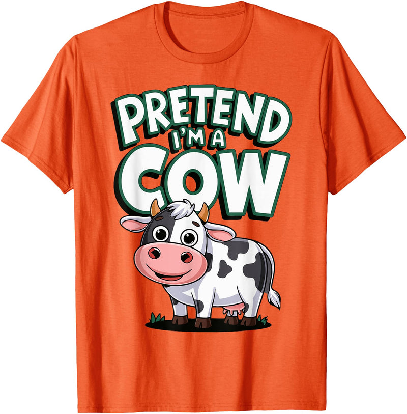 AnI'mal Cow Farm AnI'mal Halloween Costume Party Pretend I'm A Cow T-Shirt - Orange