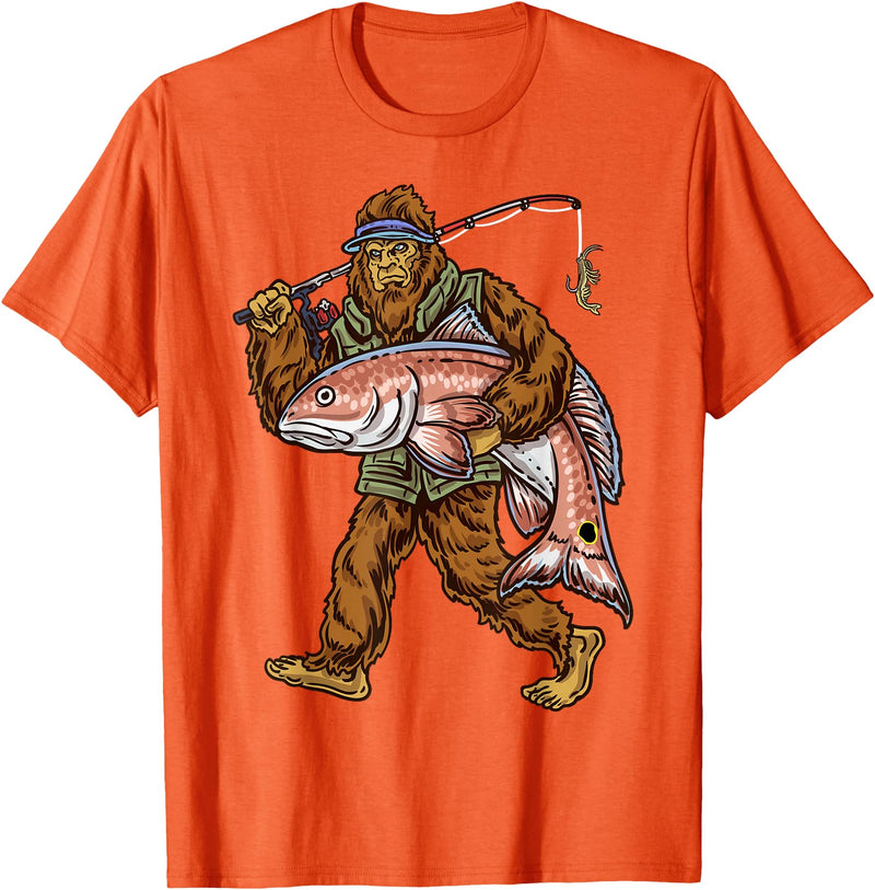 Northern Outdoors Redfish Collection Redfish Fishing Hunting Bigfoot Fishermen T-Shirt - Orange