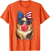 Cute Guinea Pig Bubble Gum Coquette Bow Girls Kids Patriotic Guinea Pig 4th of July Bow American Flag Girls T-Shirt - Orange